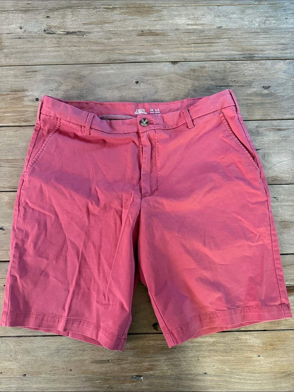 Izod Men's Coral Pink Flat Front Chino Shorts